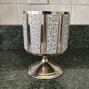 Elegant Silver Crystal Candle Holder